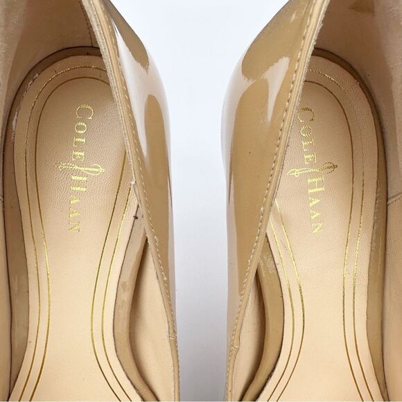 Cole Haan Nike Air Pumps Heels Nude Tan Patent Leather Platform Size 7.5 AA - Picture 9 of 14